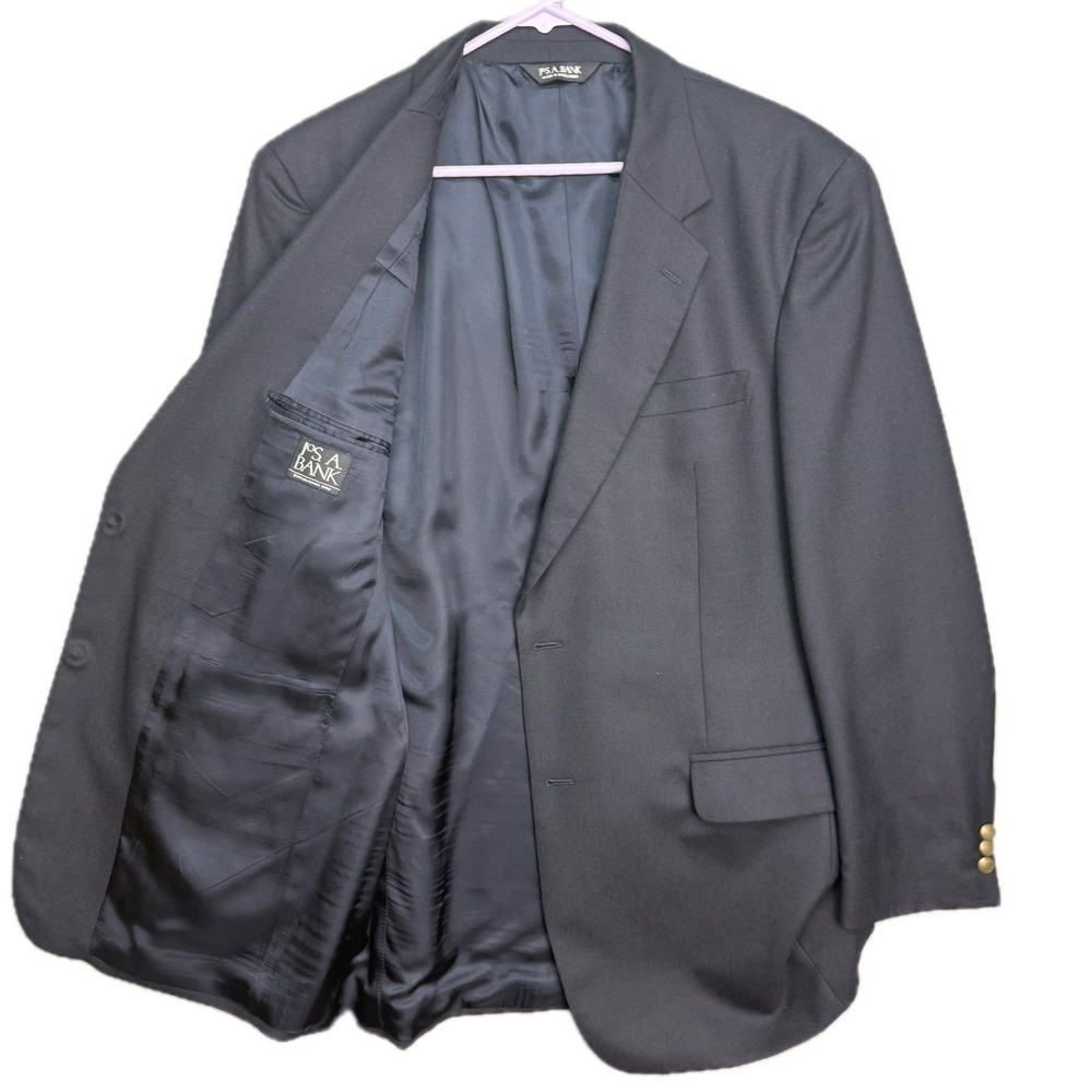 Jos. A. Bank Blazer Mens 44L Navy Blue Wool Cashmere Blend Sport Coat Button